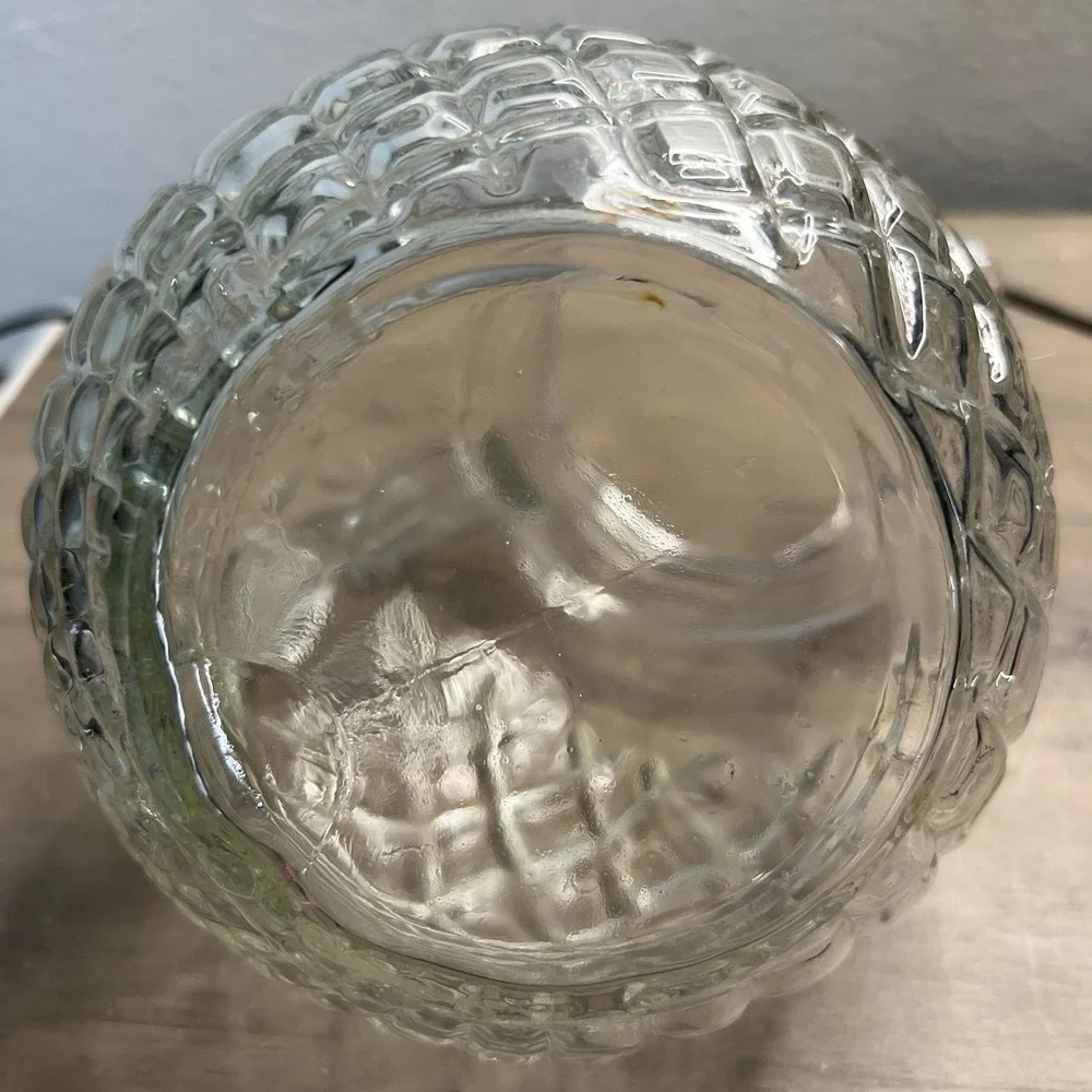 Vintage Clear Pressed Glass Tilted Pitcher Diamond Quilt Pineapple Style‎ Jug